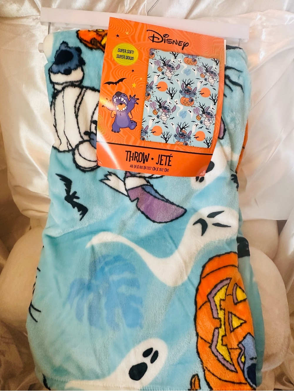 Disney Blue Halloween Stitch Throw Blanket - Kids Costume Theme